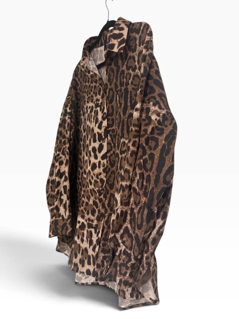 Dressed in LALA Soul Searching Ultra Oversized Button Up in Leopard Size S/M - Picture 5 of 10